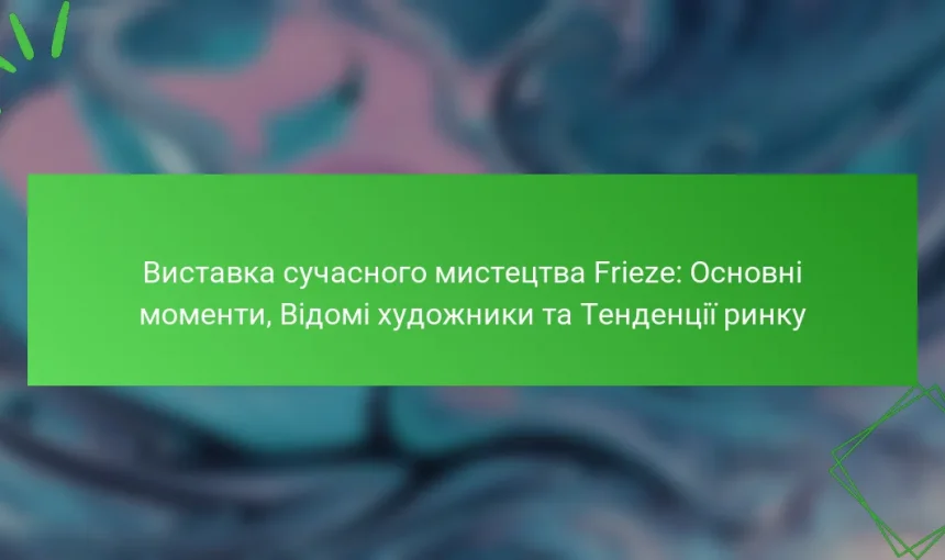 Виставка сучасного мистецтва Frieze: Основні моменти, Відомі художники та Тенденції ринку