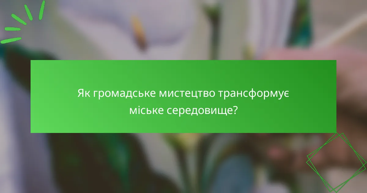 Як громадське мистецтво трансформує міське середовище?