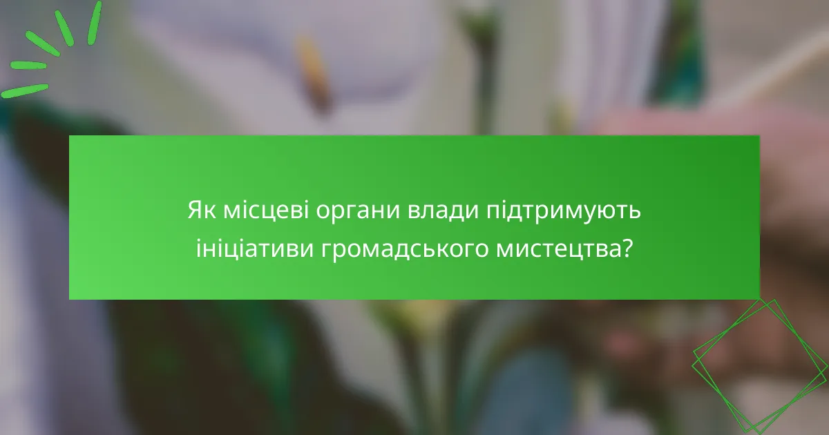 Як місцеві органи влади підтримують ініціативи громадського мистецтва?