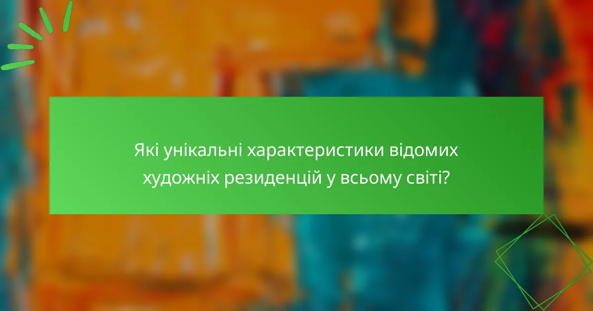 Які унікальні характеристики відомих художніх резиденцій у всьому світі?